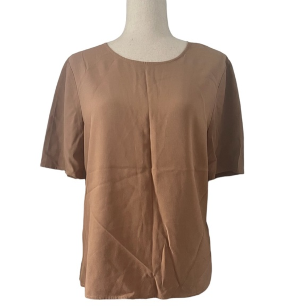 Eileen‎ Fisher Tan/Brown Short Sleeve Blouse M